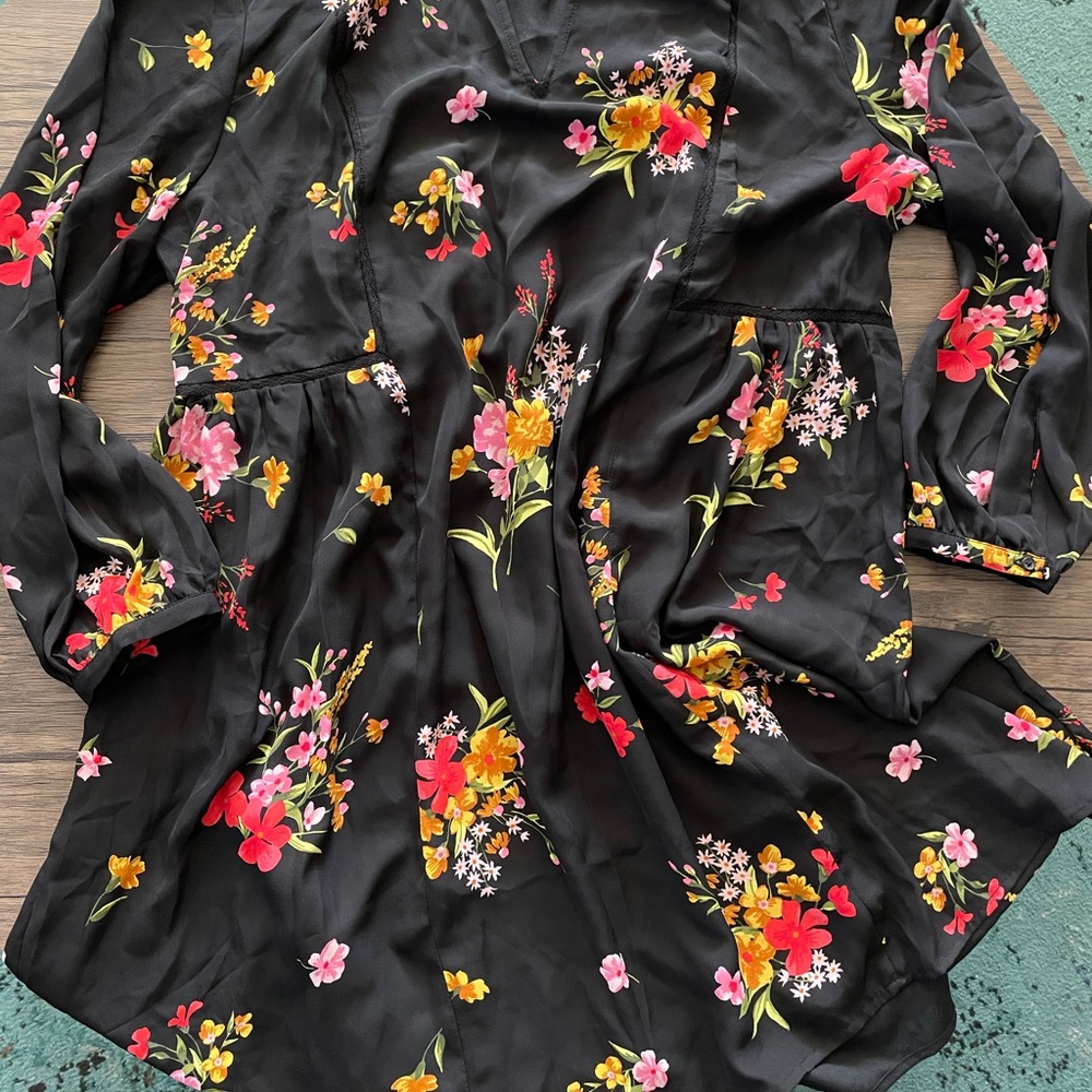 Flowy boho style dress with black slip